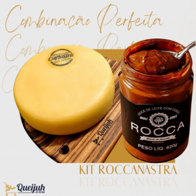 Kit Roccanastra - Queijo Canastra de Aprox. 1kg c/ Selo IP + Doce de leite Rocca 